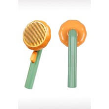 Renas Store Gobypet Otomatik Temizlenen Pet Tarağı, Basmalı Sistem, Çelik Iğneli, Ergonomik Sap (Turuncu)