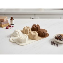 Renas Store 6 Bölmeli Çiçek ve Desenli Silikon Kek Kalıbı - Estetik Pasta, Tatlı, Sabun ve Kokulu Taş Kalıbı - Gıda Sınıfı, Yapışmaz ve Isıya Dayanıklı - Toprak Tonları Serisi