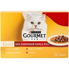 Renas Store Gourmet Gold Parça Sığır Etli Yaş Kedi Maması Multipack 85 Gr. (12 Al 9 Öde)