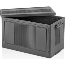 Renas Store Deconox Dev Boy Katlanır Kilit Kapaklı Kasa 55 Litre Hacimli, Yer Kaplamayan Portatif Saklama Kutusu Ardiye, Balkon, Mutfak, Kiler, Bahçe ve Araç Bagajı Için Güvenli Organizer (Antrasit)