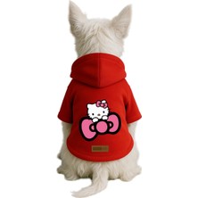 Renas Store Monopetz Baskılı Içi Polarlı Köpek ve Kedi Kıyafeti & Elbisesi - Kırmızı Renk Kapüşonlu Hoodie BA714 S
