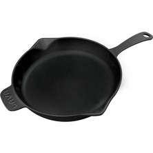 Renas Store Lava Metal Döküm Yuvarlak Kızartma Tavası, Metal Kulplu, 28 Cm, Siyah