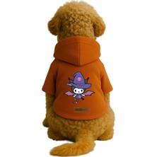 Renas Store Monopetz Baskılı Içi Polarlı Köpek ve Kedi Kıyafeti & Elbisesi - Turuncu Renk Kapüşonlu Hoodie B589A Xs