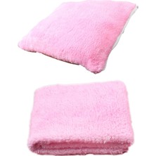 Renas Store Tineke 2 Li Set Battaniye ve Minder Kedi Uyku Yatağı Minderi (Pembe)