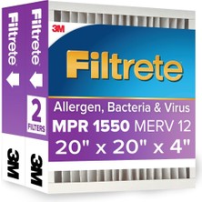 Renas Store Filtrete 20X20X4 Hava Filtresi, Mpr 1550, Merv 12, Sağlıklı Yaşam Ultra Alerjen Sağlıklı Yaşam 12 Aylık Derin Pileli 4 Inç Hava Filtreleri, 2 Filtre