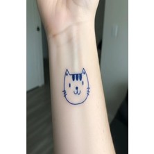 Renas Store Kedi Minimal Yarı Kalıcı Geçici Dövme 1 Ay Kalıcı Yapıştırma Dövme 5x5 cm