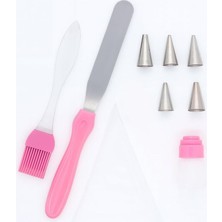 Renas Store Busstier Çok Amaçlı Pasta Süsleme Seti 9 Parça 5 Duy Krema Torbası Adaptörü Spatula Silikon Fırça ile Kek Cupcake Kurabiye Dekorasyon Malzemeleri Profesyonel Pastacılık Seti