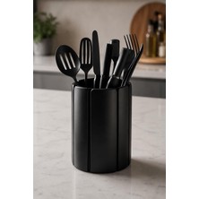 Renas Store Modern Tezgah Üstü Kaşıklık, Siyah, Çok Amaçlı Mutfak Gereç Düzenleyici, 10X13 cm | Pla 3D Baskı