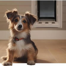 Renas Store Ideal Pet Products Duvar Girişi Evcil Hayvan Kapısı Çift Kapağı, Duvarlar Için, Dahili Teleskopik Tünel ve Kilitleme Sürgülü, Orta Boy
