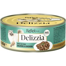 Renas Store Reflex Plus Delizzia Yetişkin Kedi Maması, Somon & Tavuk, Sos Içinde Parça Etli, 85G