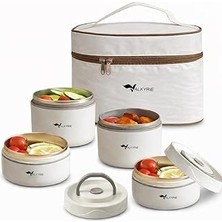Renas Store Valkyrie 4 Gözlü Paslanmaz Çelik Isı Yalıtımlı Yemek Kabı Seti Çantalı 304 Steel 2x 420ML + 2x 550ML