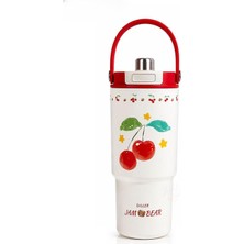Renas Store Dıller Tumbler 880 ml Tek Kapak Çift Kullanım Pipetli/pipetsiz Taşıma Kulplu Çelik TERMOS-FFD9505-880ML