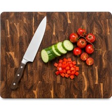 Renas Store Doğal Ahşap Kesme Tahtası 43X30 cm Kalın Kasap Bloğu Kesim Tahtası Bıçak Dostu Mutfak Doğrama ve Servis Tahtası