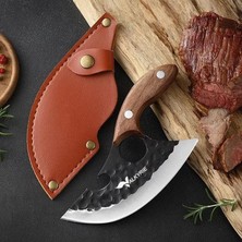 Renas Store Valkyrie Outdoor Kamp Et Sebze Doğrama Satırı Kılıflı Bıçak Ahşap Saplı Çok Amaçlı