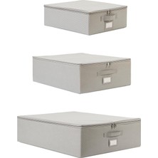 Renas Store Ocean Home Textile 3'lü Gri Balıksırtı Destekli Hurç Set 31 x 38 x 12 + 45 x 55 x 18 + 55 x 70 x 18 cm