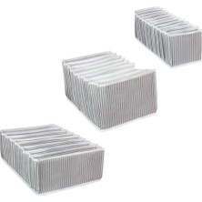 Renas Store Çekmece Içi Bölmeli Akordiyon Düzenleyici Gri Çizgili Katlanabilir Dolap Gardrop Organizeri (1, 3'lü Set)