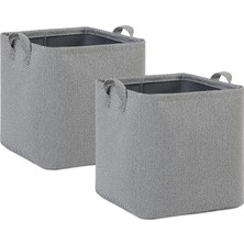 Renas Store Ocean Home Textile 2'li Antrasit Renk Dokulu Kumaş Sepet Set 30 x 30 x 30 cm
