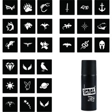 Renas Store Minimal 27 Desen ve Spray Tattoo Geçici Sprey Dövme Seti