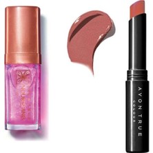 Renas Store Avon Nourishing Dudak Yağı Shimmering Petal 7ml ve Avon Ultra Beauty Ruj Totally Twig