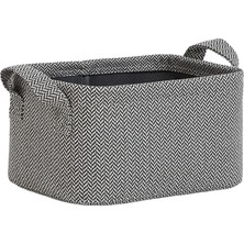 Renas Store Ocean Home Textile Antrasit Renk Dokulu Kumaş Sepet 24 x 17 x 12 cm