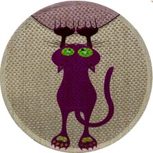 Renas Store Glipet Desenli Çift Taraflı Kedi Tırmalama Paspası Yuvarlak Purple 36 * 36 cm