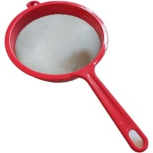Renas Store 5dm-Plastik Saplı Paslanmaz Çelik Süzgeç - Kırmızı - 17 cm