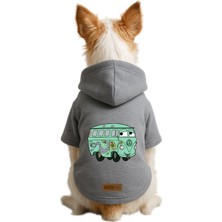 Renas Store Monopetz Baskılı Içi Polarlı Köpek ve Kedi Kıyafeti & Elbisesi - Gri Renk Kapüşonlu Hoodie B7399, L