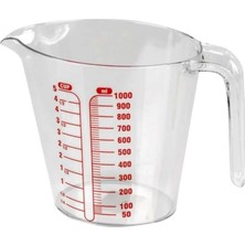 Renas Store Dereceli Ölçü Kabı 1000 ml Hacminde 10 Aralıklı Sert Plastik Ölçü Kabı 1l (1, 1000 Ml)