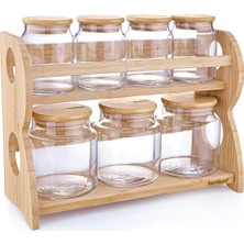 Renas Store Bambum Bench Standlı 8 Parça Cam Baharat Takımı