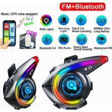 Prepare Y21 Rgb Işık Efektli Kask Kulaklığı Bluetooth 5.3 Motosiklet Kask Fm Radyolu Kulaklık