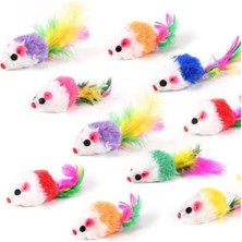 Renas Store Renkli Tüylü Kedi Oyuncağı 10.5 cm 3 Lü
