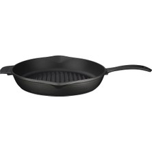 Renas Store Lava Döküm Yuvarlak Izgara Tava, Metal Kulplu, Konkav Taban, 28 cm