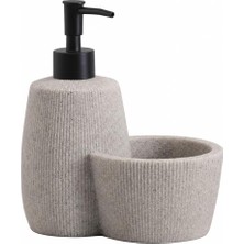 Renas Store Polyresin Sıvı Sabunluk, Modern Çizgili, Krem Renk, Mat Doku, Sıvı Sabun, Pompalı, Kozmetik Şişesi, Doldurulabilir Sıvı Sabunluk, Banyo Mutfak Lavabo Otel Karavan Mien Aksesuarı