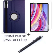 Renas Store Constraın - Xiaomi Redmi Pad Se 11 Inç ile Uyumlu Standlı Dönebilen Tablet Kılıfı Ekran Koruyucu Kalem Seti - Lacivert