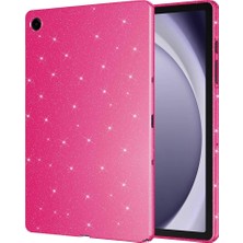 Renas Store Zore Galaxy ile Uyumlu Tab A9 Plus Simli Parlak Görünümlü Tablet Koton Kılıf Pembe Koyu
