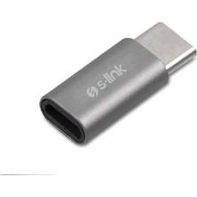 Renas Store S-Link SL-TA25M Gümüş Metal Gövde Microusb 5pin F To Type C M Çevirici.