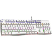 Renas Store Everest Kb-Mekanik 1 Lumos USB Rainbow Aydınlatmalı Full Anti-Ghosting Mekanik Gaming Oyuncu Klavye (Beyaz (Blue Switch))