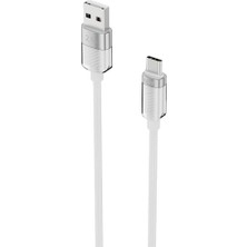 Renas Store Knıt Glam 2.1A Hızlı Şarj Destekli, Usb-A To Type-C Şarj ve Data Aktarım Kablosu, 1 Metre, Beyaz