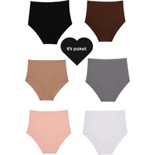 Grab Me Lazer Kesim Yüksek Bel Cheeky Külot 6'lı Paket- Siyah,kahverengi,gri,ten Rengi,pembe,beyaz