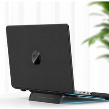 Renas Store Mcstorey MacBook Air 13.6 Inç Kılıf M2 M3 M4 M5 Uyumlu, Mat Şeffaf Parmak Izi Bırakmaz Pc Hardcase, Gizli Katlanabilir Standlı, Havalandırmalı Ince Koruyucu (A2681/A3113/A3240/A3449) Siyah