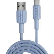 Renas Store Juo 12W Usb-A To Type-C Silikon Hızlı Şarj ve Data Kablosu Mavi 1 Metre
