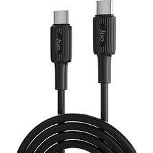 Renas Store Juo 60W USB Type-C To Type-C Silikon Hızlı Şarj ve Data Kablosu Siyah 1 Metre