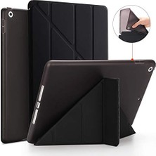 Renas Store iPad 2 3 4 ile Uyumlu Kılıf Trifolding Arkası Silikon Smart A1395 A1396 A1397 A1416 A1430 A1403 A1458 A1459-460 Siyah