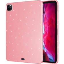 Renas Store Constraın - iPad Pro 11 2020 2.nesil ile Uyumlu Tablet Kılıf Renkli Simli Işıltılı Silikon Kapak - Pembe