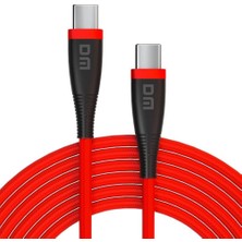 Renas Store Dm SL019 65W 3A Type-C To Type-C Hızlı Şarj ve Data Kablosu Kırmızı 1 Metre