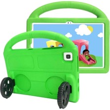 Renas Store Psr Aksesuar (1539) Yeşil Zore Wheel Car Tekerlek Standlı Tablet Eva Silikon Kılıf-Yeşil Lenovo M10 Plus TB-X606F ile Uyumlu