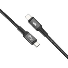 Renas Store Bix BX07CC 100W Hi-Speed 20GBPS 4K 60Hz Örgülü Metalik Başlıklı Type-C Şarj, Data ve Görüntü Kablosu Koyu Gri 1 Metre