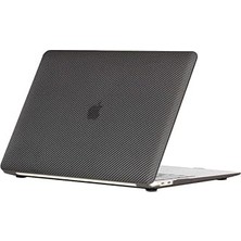 Renas Store Apple Macbook Air 13.3inç 2020 M1 A2337 A2179 A1932 ile Uyumlu Kılıf ile Uyumlu Kılıf Karbon Fiber Desenli Kapak Siyah