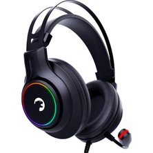 Renas Store Gamepower Kugon USB Gaming Headset - 7.1 Virtual Surround Sound, Wired LED Headphones With 50MM Drivers, Comfort Design, 360 Spatial Audio, Noise Cancelling Mic For Pc, Laptop, Black