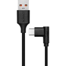 Renas Store Xonect USB To Type-C ile Uyumlu iPhone ve Samsung ile Uyumlu Hızlı Şarj ve Data Kablosu 100 cm L Tipi Gaming (Siyah)